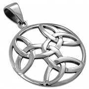 Large Round Trinity Knot Silver Pendant, pn615